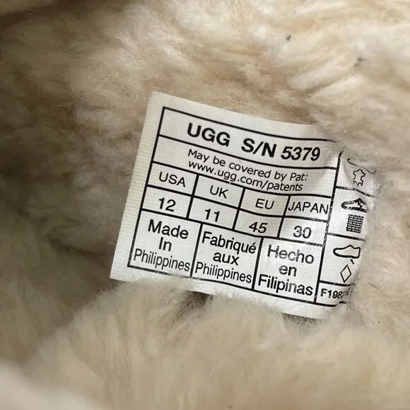 UGG #5379 Men's Black Ascot Leather Slipper Moccasins Shoes Size 12 - Picture 6 of 12